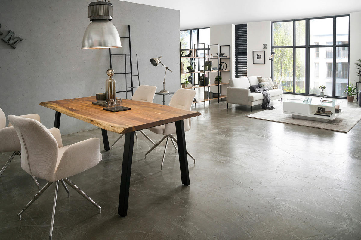 ESSTISCH in Holz 140/80/76,5 cm  - Schwarz/Naturfarben, MODERN, Holz/Metall (140/80/76,5cm) - Livetastic