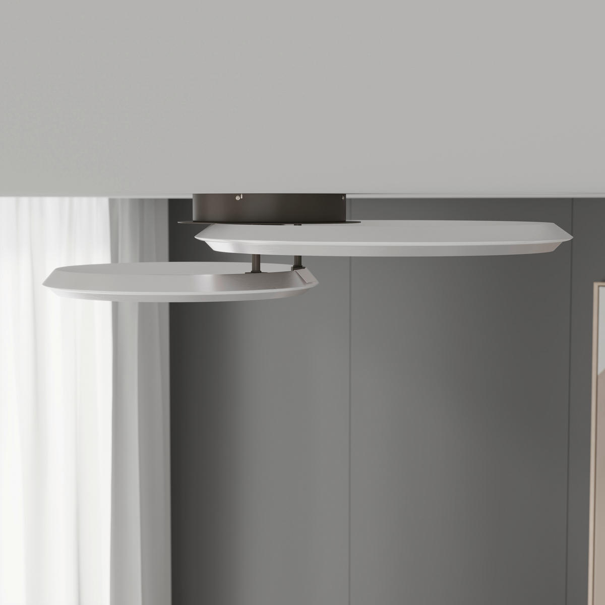 LED-DECKENLEUCHTE ALAINA 75/50/14 cm   - Opal/Grau, Design, Kunststoff/Metall (75/50/14cm)