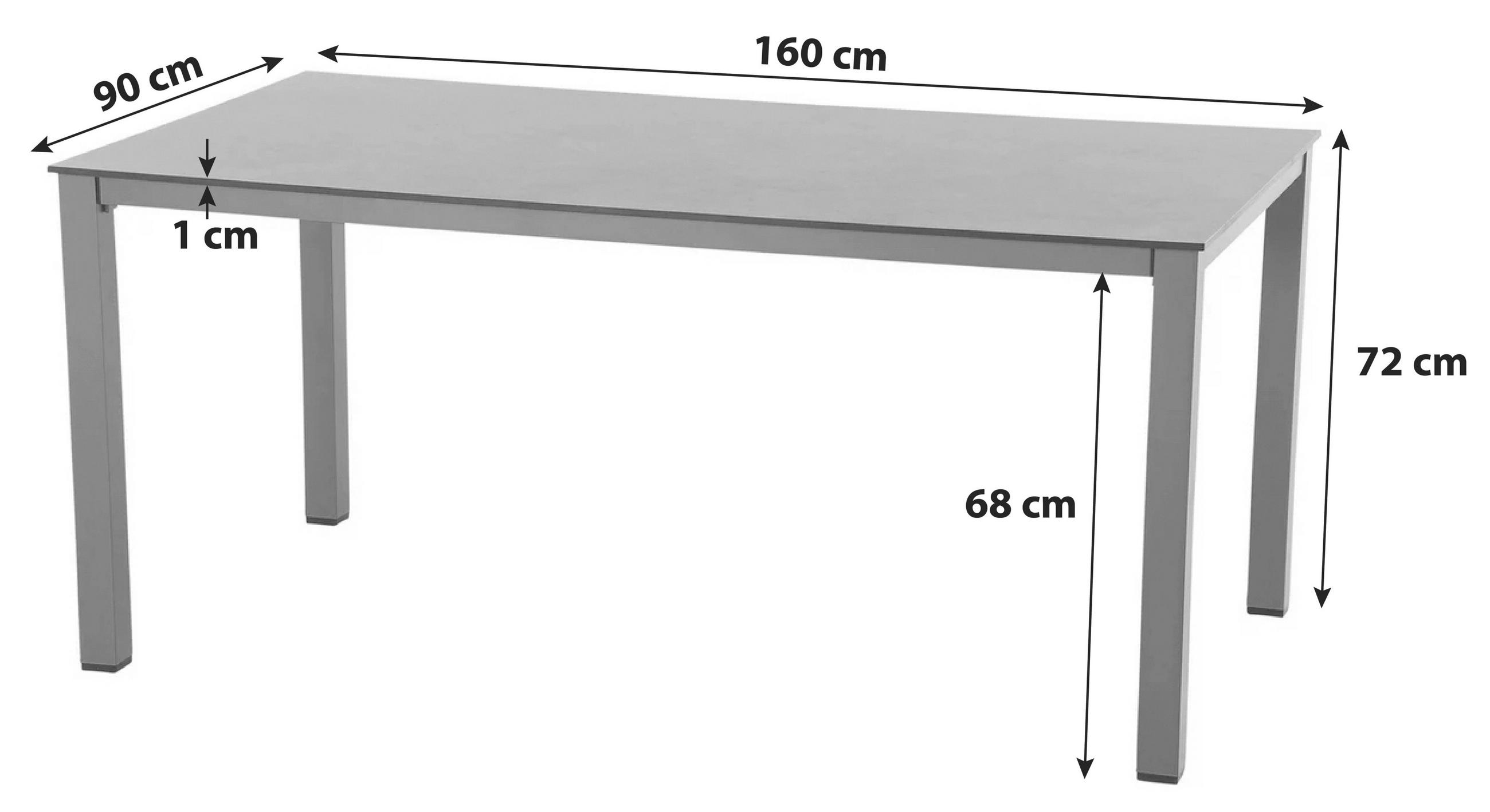 GARTENTISCH Metall, Kunststoff, Holzwerkstoff Anthrazit, Silberfarben rechteckig  - Anthrazit/Silberfarben, KONVENTIONELL, Holzwerkstoff/Kunststoff (160/90/72cm) - Siena Garden
