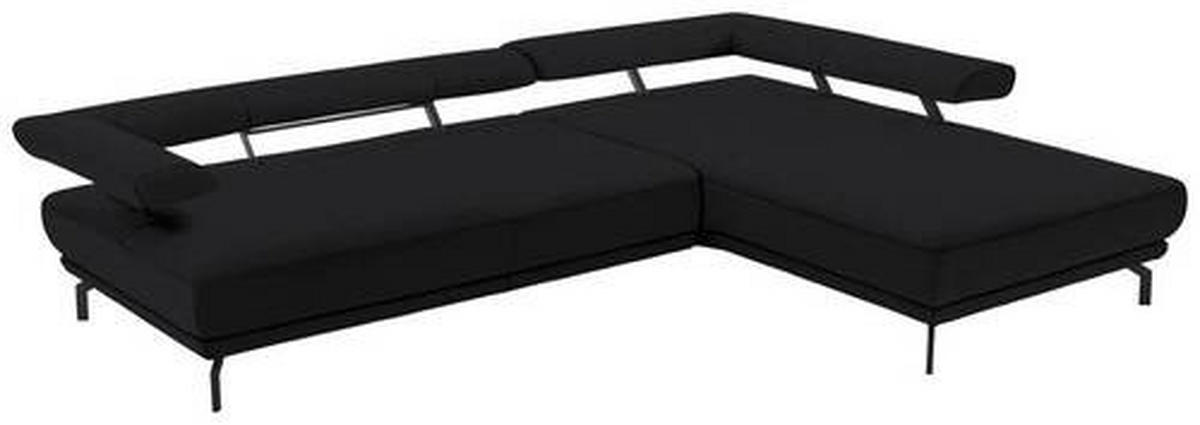 ECKSOFA in Echtleder Schwarz  305/224 cm  - Schwarz, Design, Leder/Metall (305/224cm) - Dieter Knoll