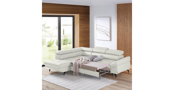 ECKSOFA in Echtleder Weiß - Schwarz/Weiß, Design, Leder/Metall (220/270cm) - Novel