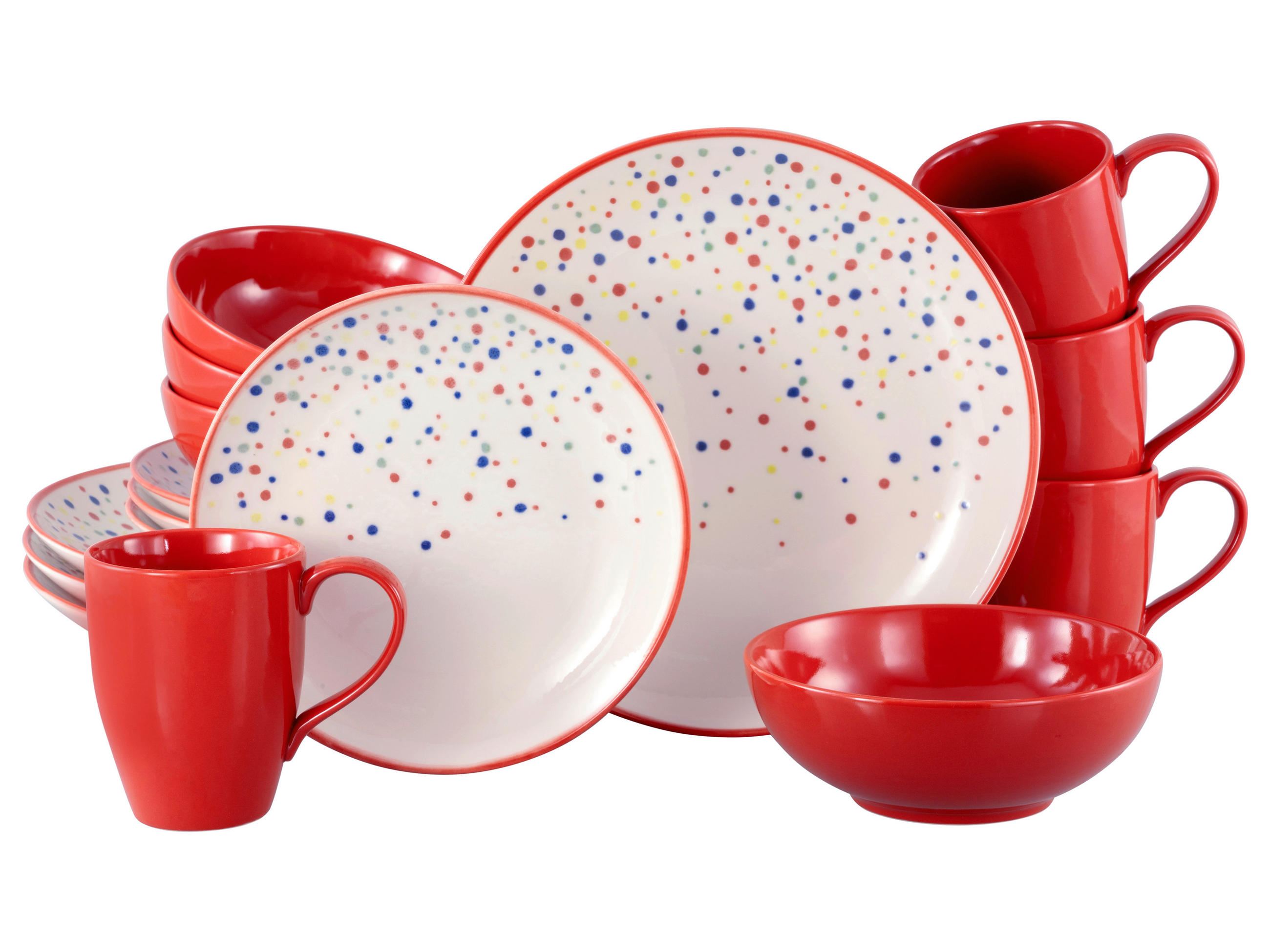 KOMPLETT SERVIS Joy Rot-bunt 16 delar  - multicolor, Basics, keramik - Creatable