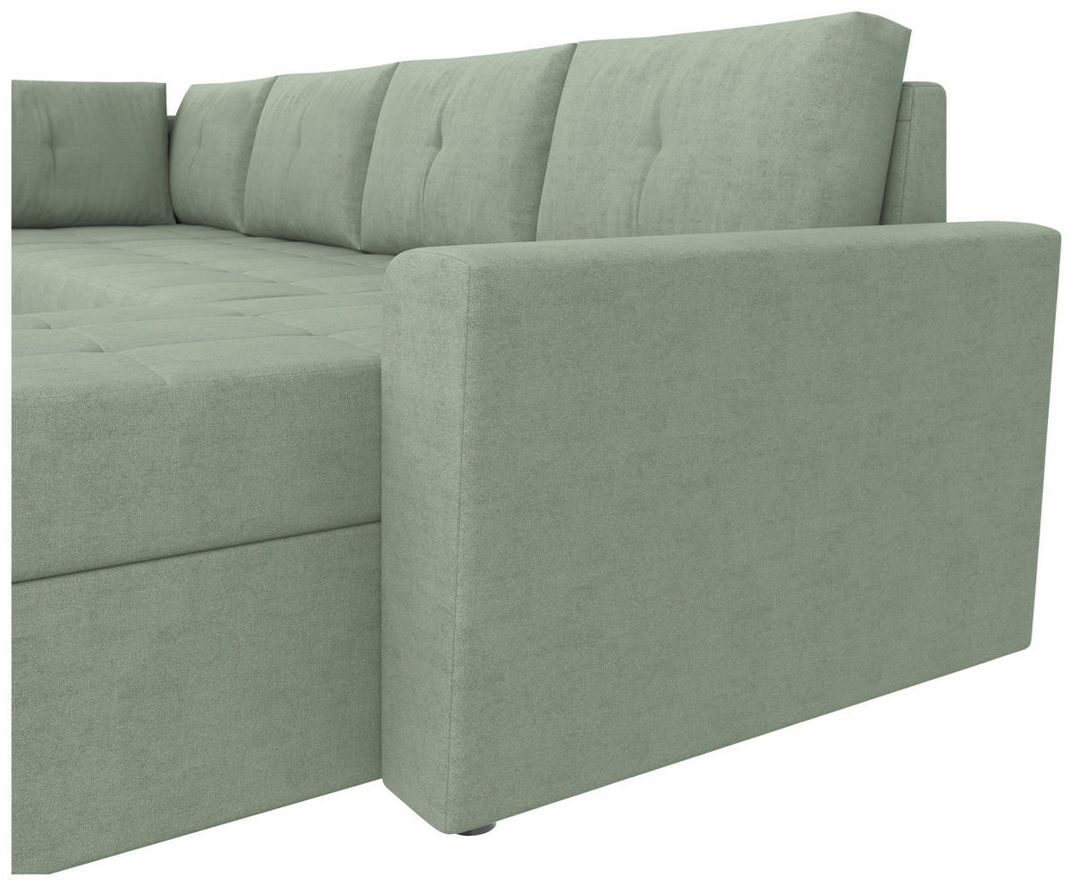 WOHNLANDSCHAFT TERMOLI Mintgrün Jacquard  - Schwarz/Mintgrün, Design, Kunststoff/Textil (212/297/155cm) - MID.YOU