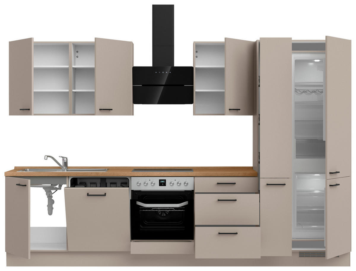 KÜCHENLEERBLOCK 330 cm   in Eichefarben, Sandfarben  - Sandfarben/Eichefarben, MODERN, Holzwerkstoff/Metall (330cm) - Nobilia