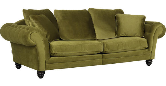 MEGASOFA in Samt Grün - Dunkelbraun/Grün, Design, Holz/Textil (273/85/110cm) - Ambia Home