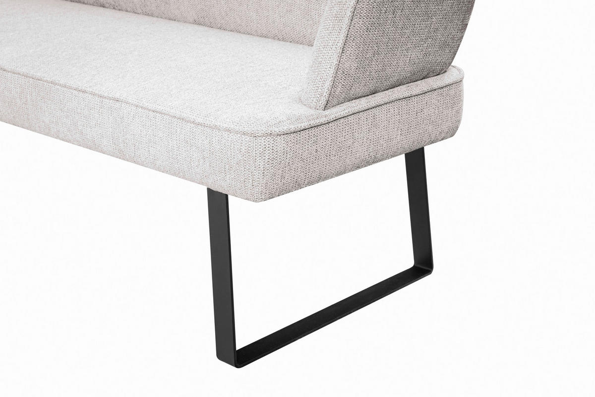 SITZBANK 205/91/66 cm Webstoff Schwarz, Hellgrau  - Hellgrau/Schwarz, Design, Textil/Metall (205/91/66cm) - Novel