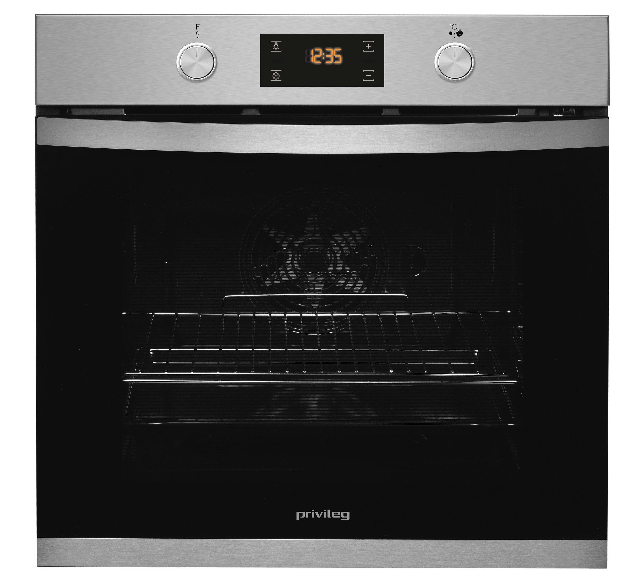 EINBAUBACKOFEN PBWK3 ON5V IN  - Silberfarben/Schwarz, Basics, Glas/Metall (59,5/59,5/54,9cm) - Privileg