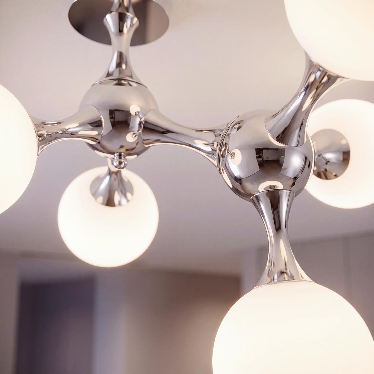 DECKENLEUCHTE Nodi 55/55/50 cm   - Chromfarben/Weiß, KONVENTIONELL, Glas/Metall (55/55/50cm) - Ideal Lux