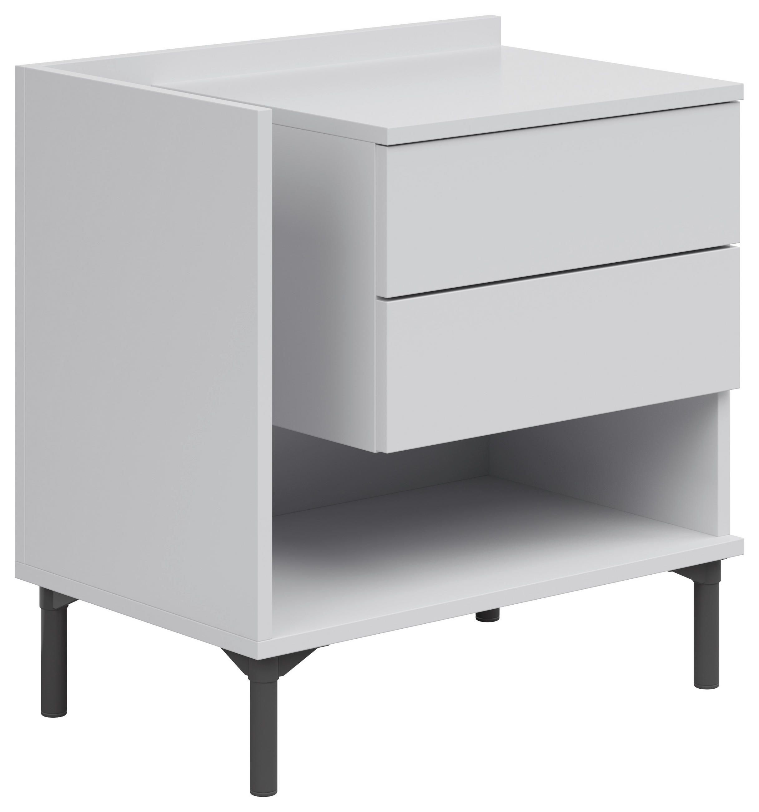 NACHTKÄSTCHEN 60/62/38 cm  in Hellgrau  - Hellgrau/Graphitfarben, Design, Holzwerkstoff/Kunststoff (60/62/38cm) - Lomoco