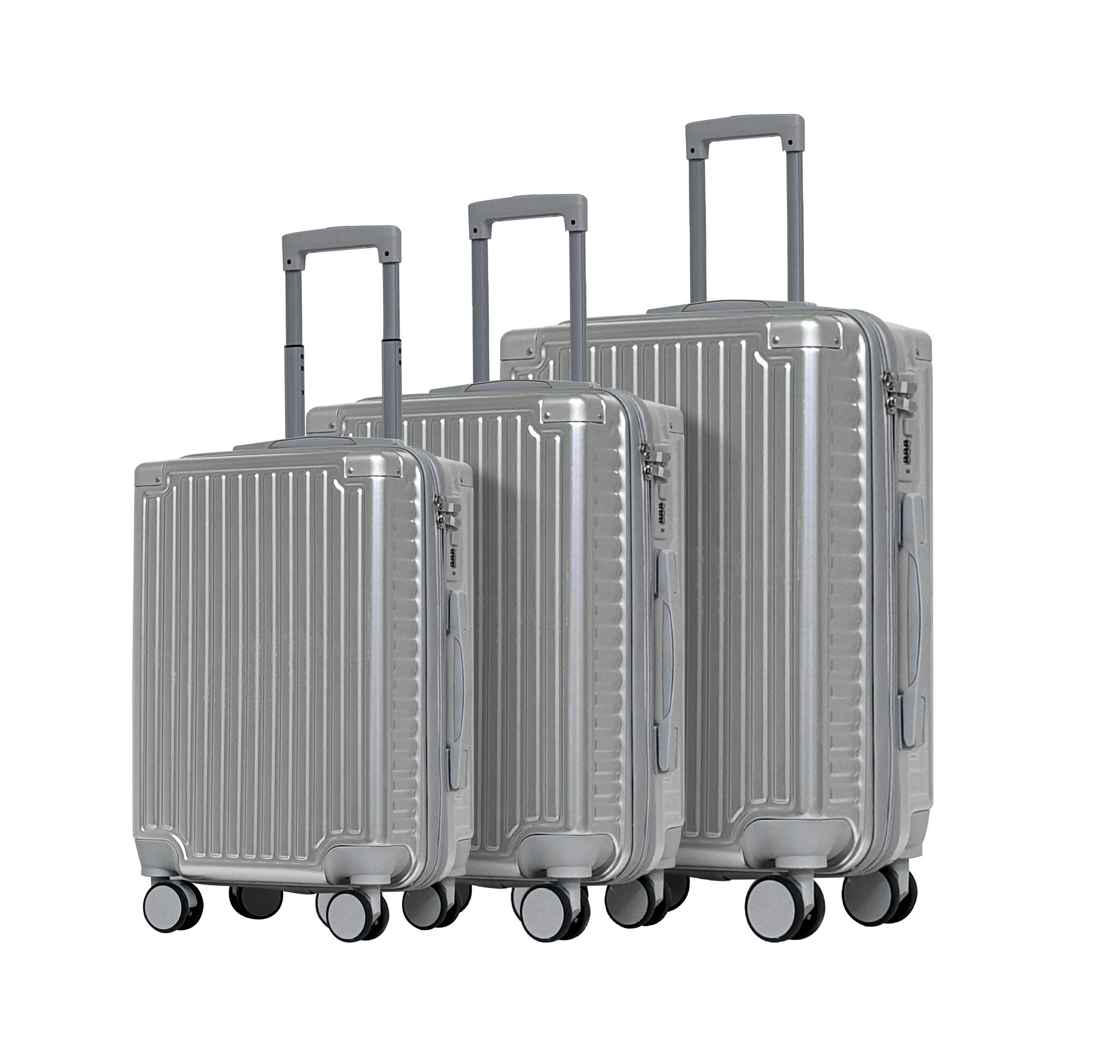 REISEKOFFERSET Alufarben 3-teilig  - Alufarben, Basics, Kunststoff (76/48/29cm)