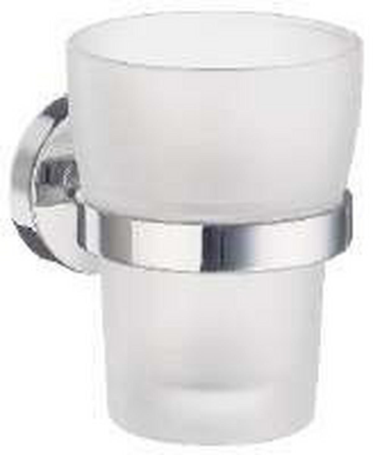 ZAHNPUTZBECHER Metall, Glas  - Chromfarben/Weiss, Basics, Glas/Metall (7,5/9,8/9,3cm)