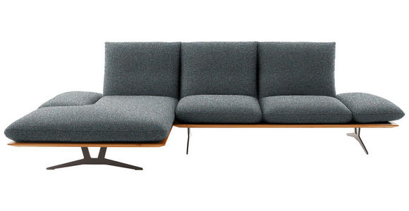 ECKSOFA in Flachgewebe Blaugrau  - Blaugrau/Schwarz, Design, Holz/Textil (159/314cm) - Dieter Knoll