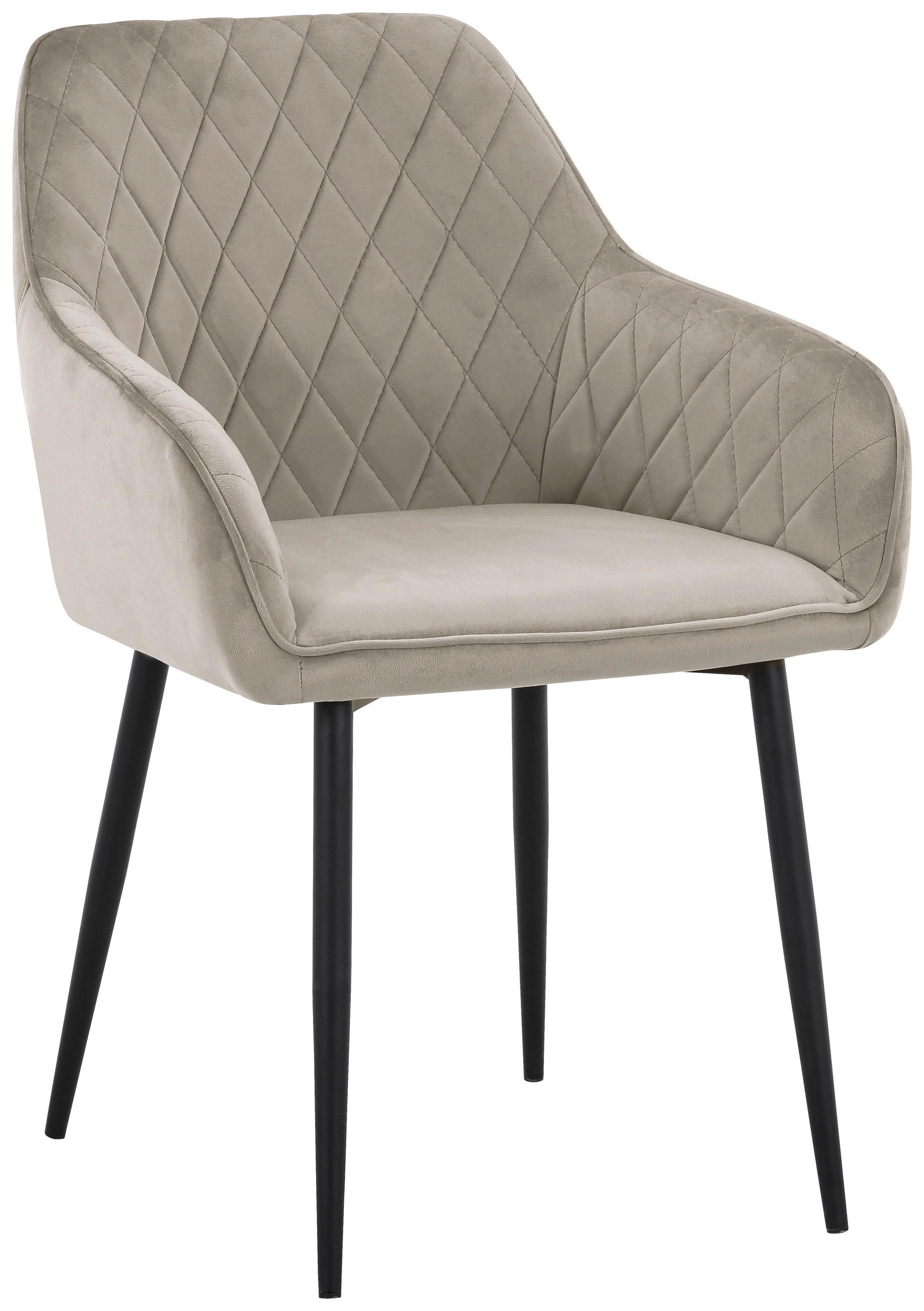 ARMLEHNSTUHL in Eisen Samt - Taupe/Schwarz, Design, Textil/Metall (56/82,5/61,5cm) - Novel