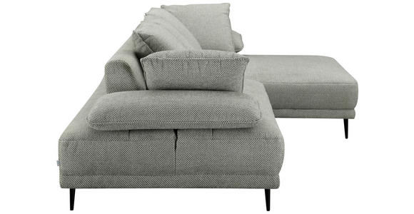 ECKSOFA in Mikrofaser Hellgrau  282/171 cm  - Hellgrau/Schwarz, Design, Textil/Metall (282/171cm) - Hom`in