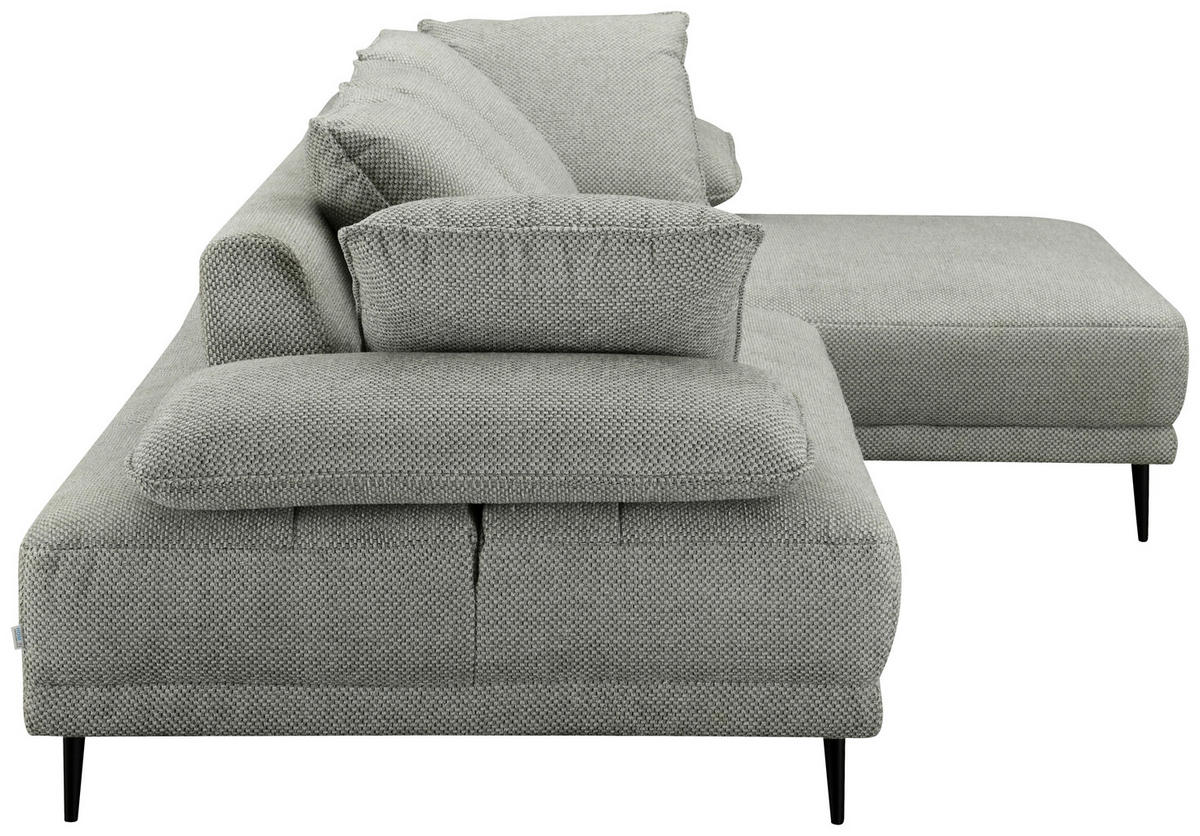 ECKSOFA in Mikrofaser Hellgrau  282/171 cm  - Hellgrau/Schwarz, Design, Textil/Metall (282/171cm) - Hom`in