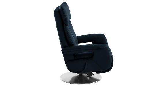 RELAXSESSEL in Leder Dunkelblau - Edelstahlfarben/Dunkelblau, Design, Leder/Metall (78/112/85cm) - Cantus