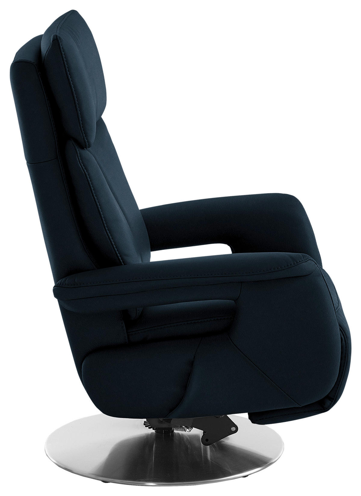 RELAXSESSEL in Leder Dunkelblau  - Edelstahlfarben/Dunkelblau, Design, Leder/Metall (78/112/85cm) - Cantus