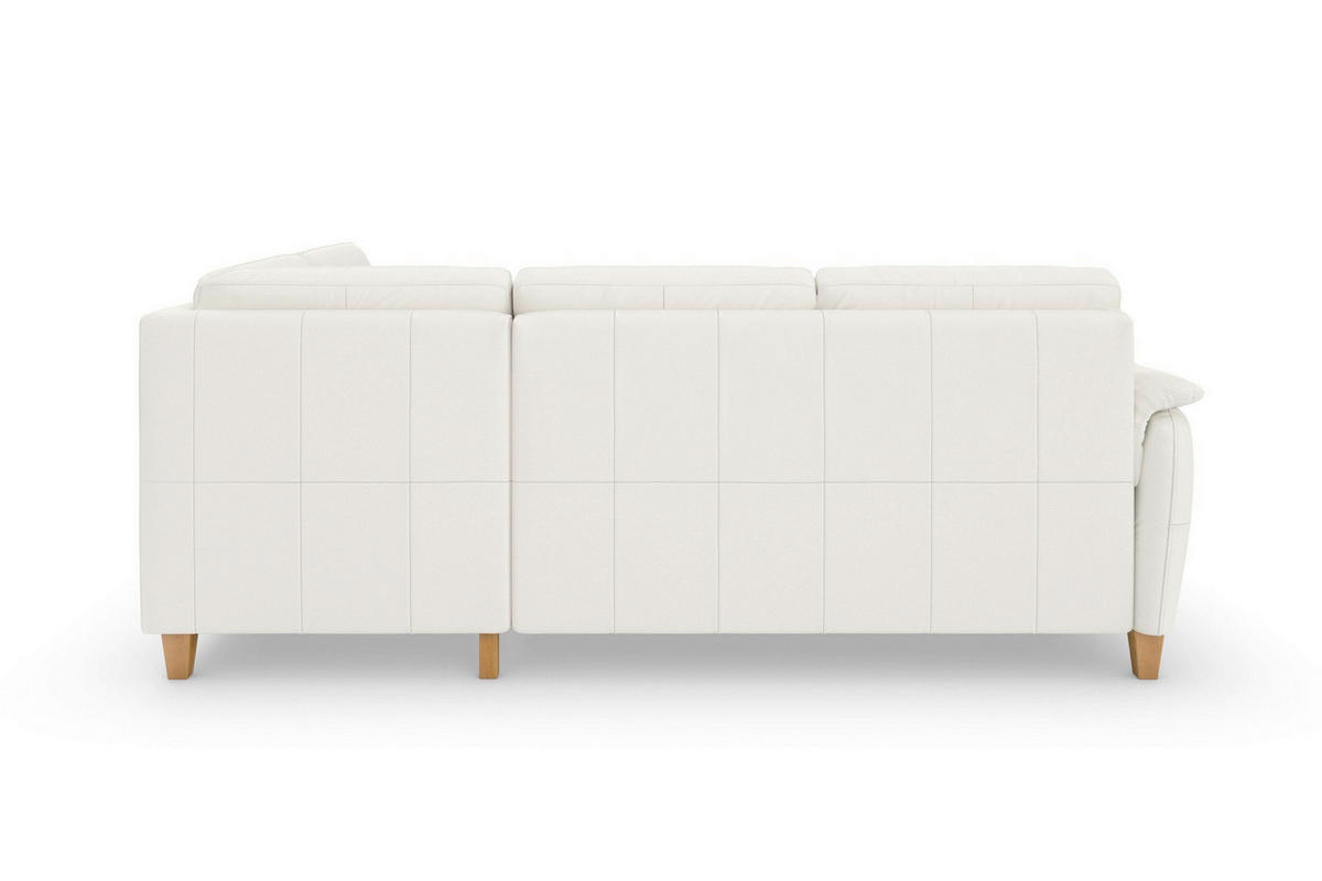 ECKSOFA PALMERA E Weiß Echtleder  - Eichefarben/Weiß, Basics, Leder/Holz (236/212cm) - Sit & More