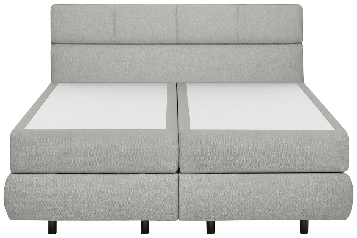 BOXSPRINGBETT 180/200 cm,  in Hellgrau, motorische Verstellbarkeit, Matratzen, unterschiedliche Matratzenhärtegrade je Bettseite, H2 + H3 = mittel + fest  - Hellgrau/Schwarz, Design, Kunststoff/Textil (180/200cm) - Dieter Knoll