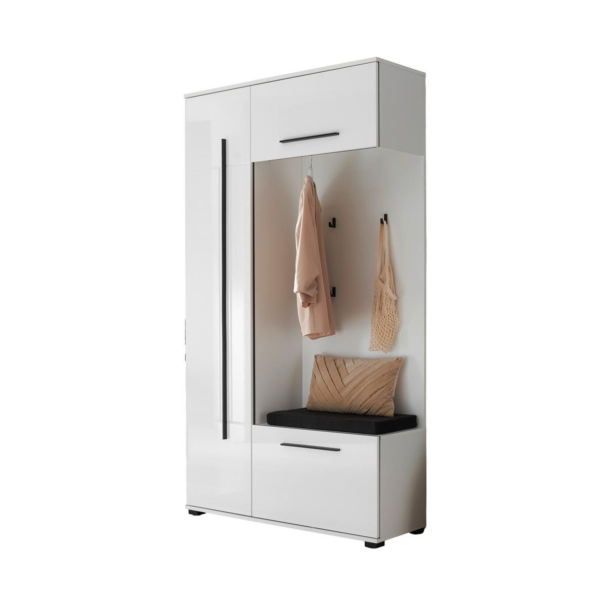 GARDEROBE 2-teilig  in 111/201/39 cm  - Weiß Hochglanz/Weiß, MODERN, Holzwerkstoff (111/201/39cm) - MID.YOU