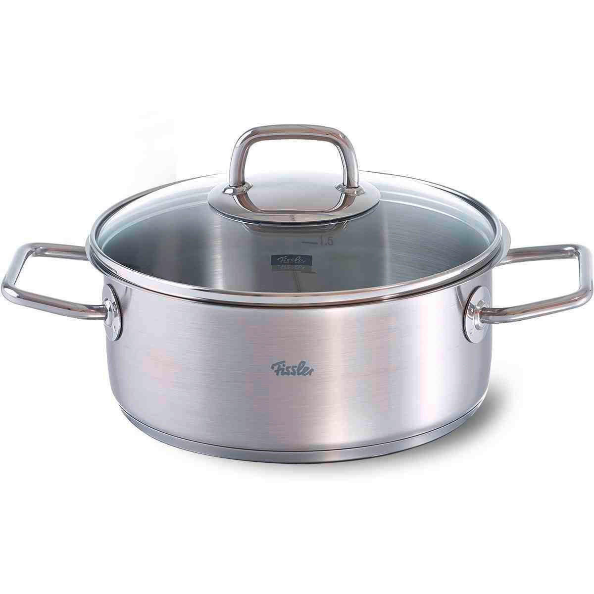 LONEC  Viseo®  2,4 l  kovina   - srebrne barve, Basics, kovina/steklo (20/9cm) - Fissler