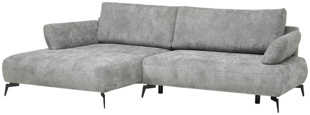 ECKSOFA COLORADO Grau Struktur  - Schwarz/Grau, Design, Textil/Metall (186/284cm) - Livetastic