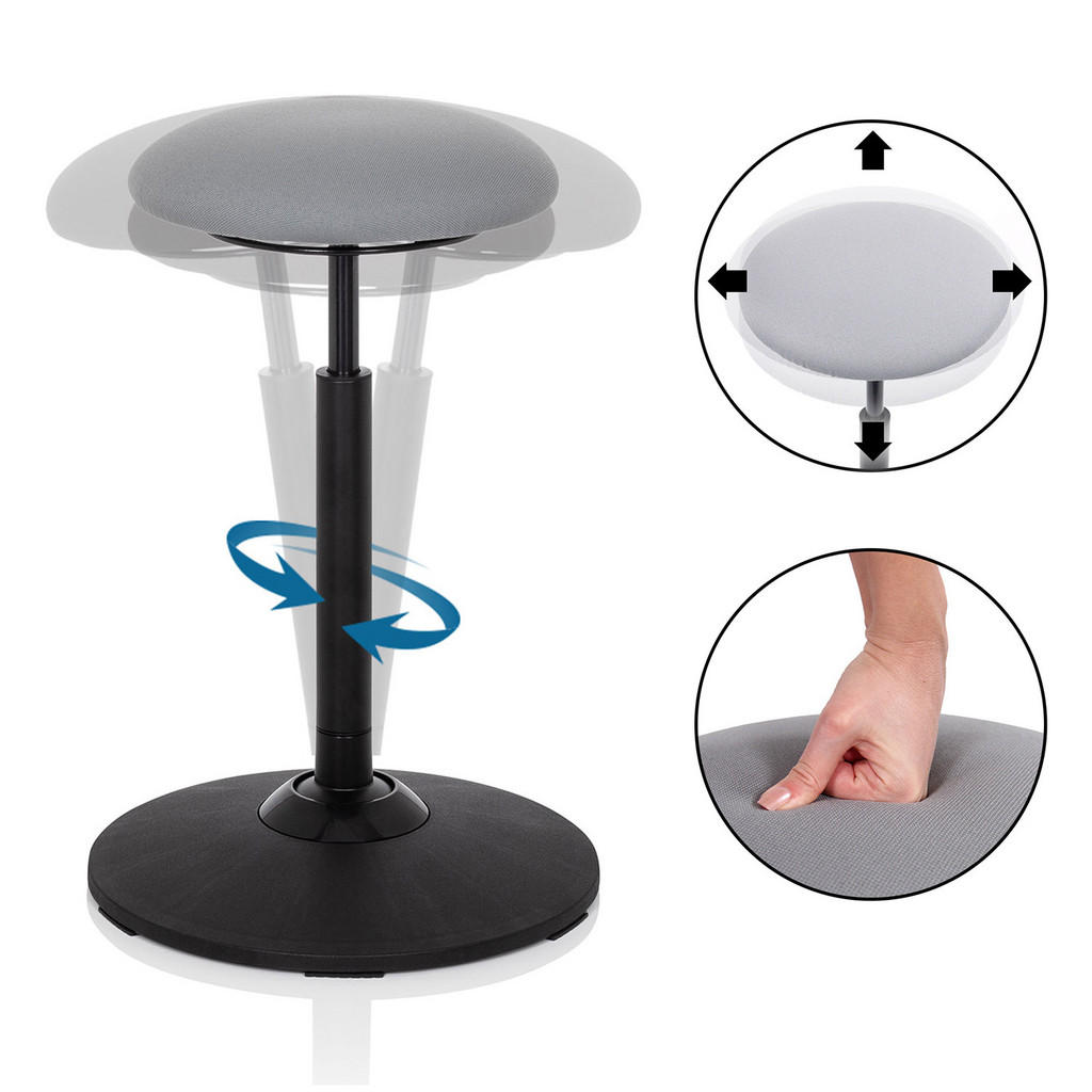 Thumbnail - Mid.you Stehhilfe, Grau, Textil, Drehteller, 45x63-86x45 cm, Arbeitszimmer, Bürostühle, Bürohocker