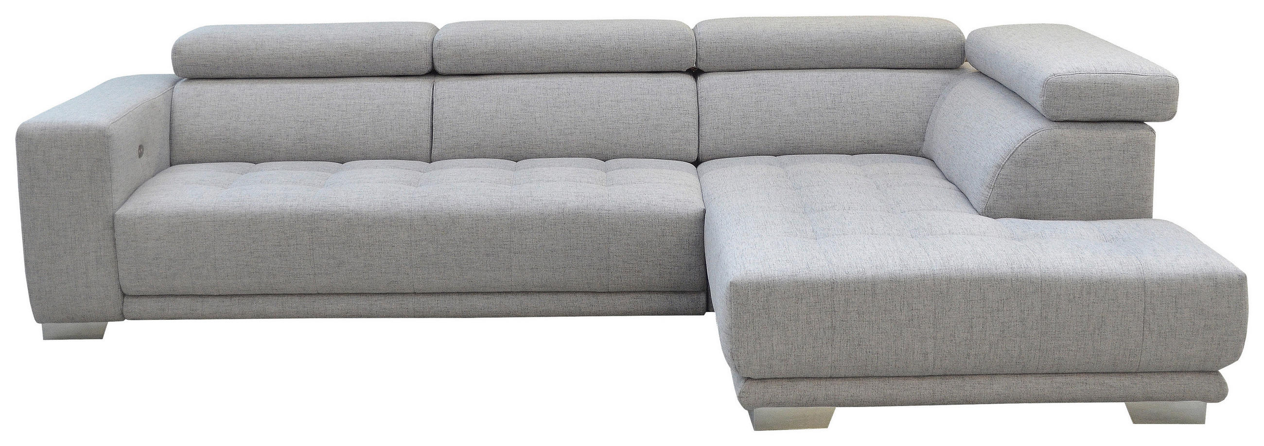 ECKSOFA in Chenille Hellgrau  - Chromfarben/Hellgrau, Design, Textil (301/207cm) - Xora