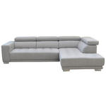 ECKSOFA in Chenille Hellgrau  - Chromfarben/Hellgrau, Design, Textil (301/207cm) - Xora