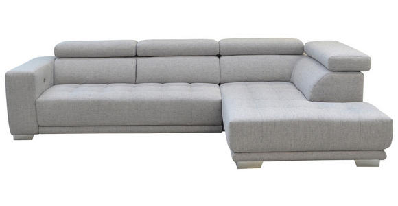 ECKSOFA in Chenille Hellgrau  - Chromfarben/Hellgrau, Design, Textil (301/207cm) - Xora