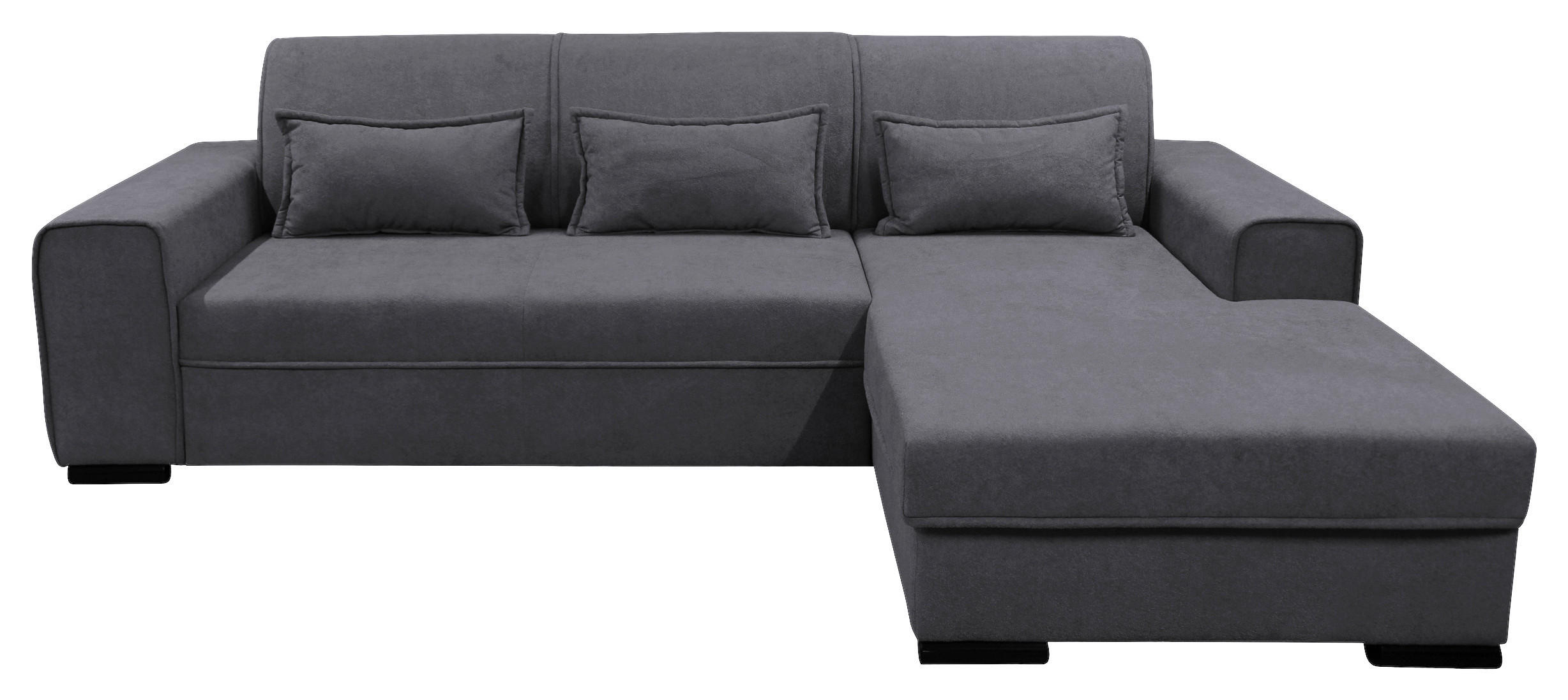 ECKSOFA Dunkelgrau Struktur, Bouclé  - Dunkelgrau/Schwarz, Design, Kunststoff/Textil (270/175cm) - MID.YOU