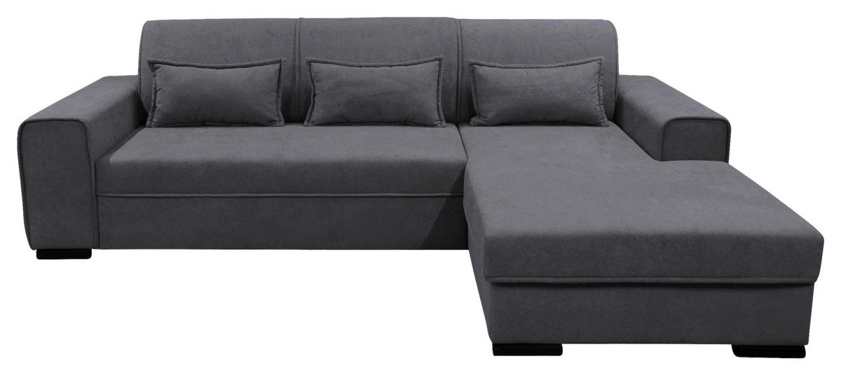 ECKSOFA Dunkelgrau Struktur, Bouclé  - Dunkelgrau/Schwarz, Design, Kunststoff/Textil (270/175cm) - MID.YOU