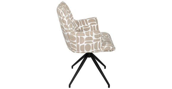 ARMLEHNSTUHL in Eisen Jacquard - Taupe/Schwarz, Design, Textil/Metall (59/89,5/63cm) - Novel
