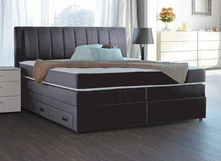 BOXSPRING KREVET     tamnosiva  - tamnosiva, Konvencionalno, tekstil/pločasti materijal (162/120/210cm) - Carryhome