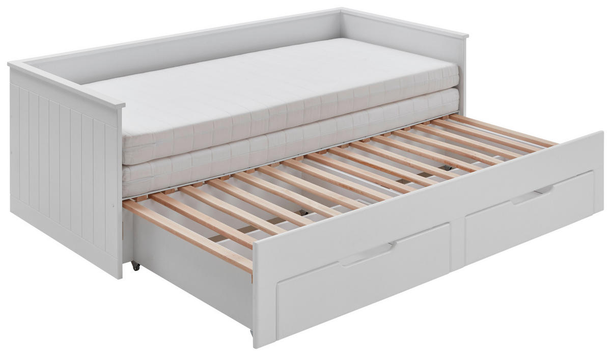 AUSZIEHBETT 90/200 cm  in Weiß  - Buchefarben/Weiß, Basics, Holz/Holzwerkstoff (90/200cm) - P & B
