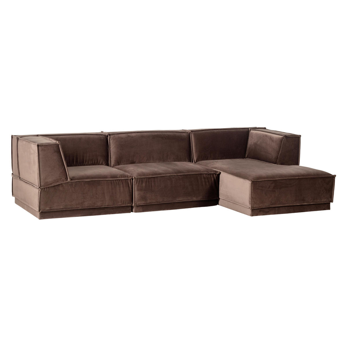 ECKSOFA Manu Braun Samt  - Schwarz/Braun, MODERN, Kunststoff/Textil (286/160cm) - Livetastic