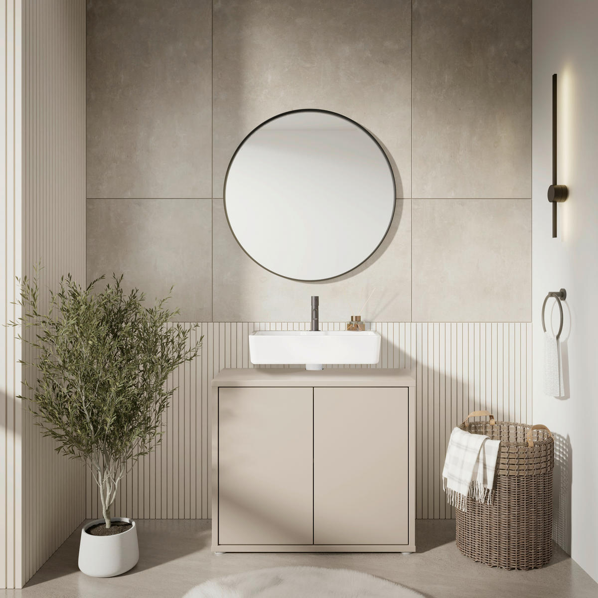 WASCHTISCHUNTERSCHRANK  - Taupe/Grau, MODERN, Holzwerkstoff/Kunststoff (74,5/63,9/34,9cm) - Xora