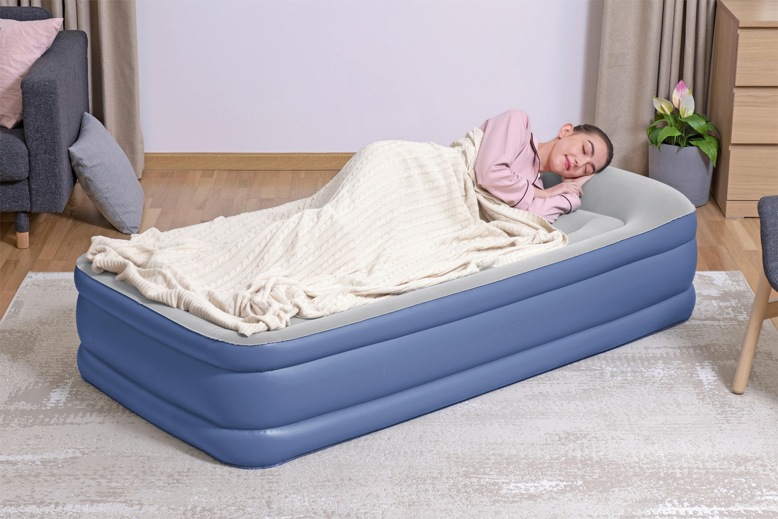 LUFTBETT TRITECH AIR 67628 Hellgrau, Dunkelblau  - Hellgrau/Dunkelblau, KONVENTIONELL, Kunststoff (191/97/46cm) - Bestway