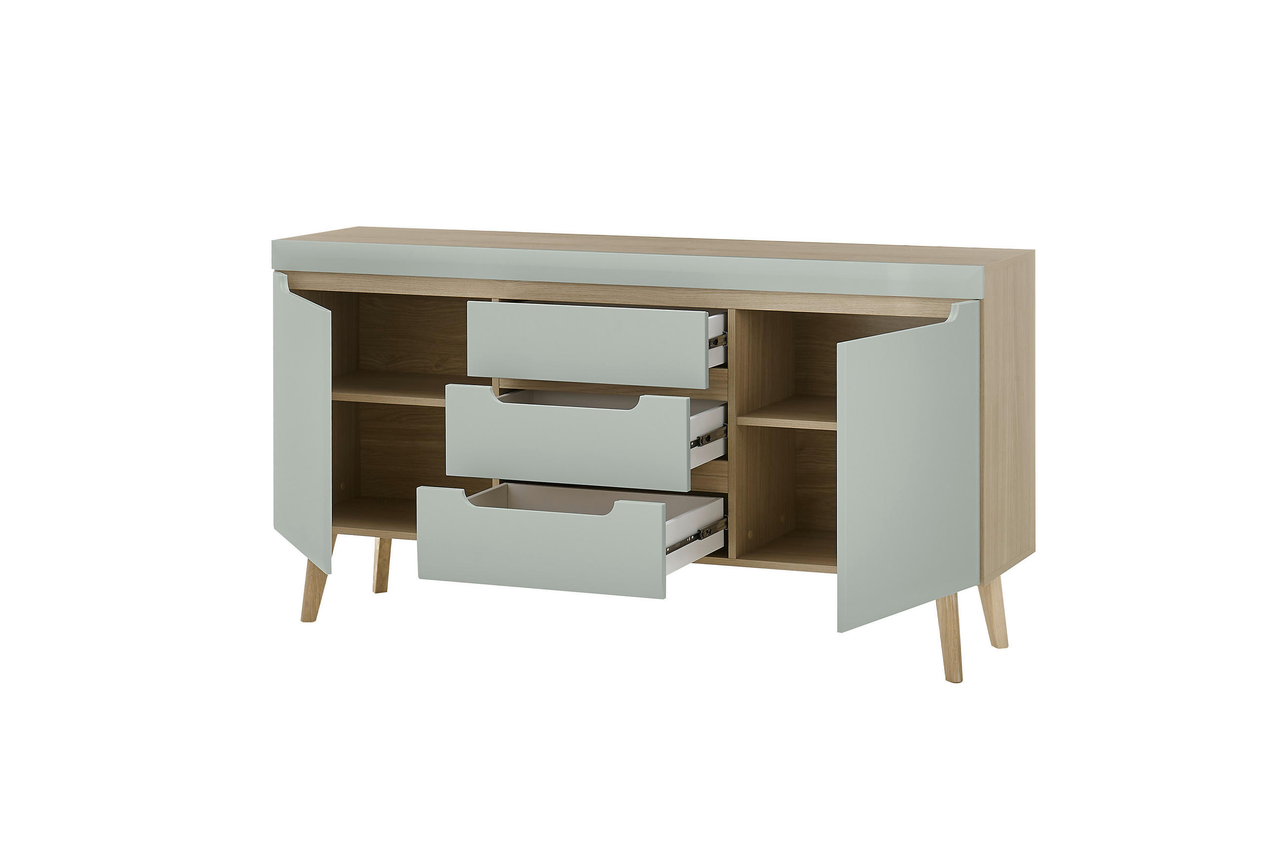 SIDEBOARD  in 160/83/40 cm  - Eichefarben/Grün, Design, Holzwerkstoff (160/83/40cm) - MID.YOU