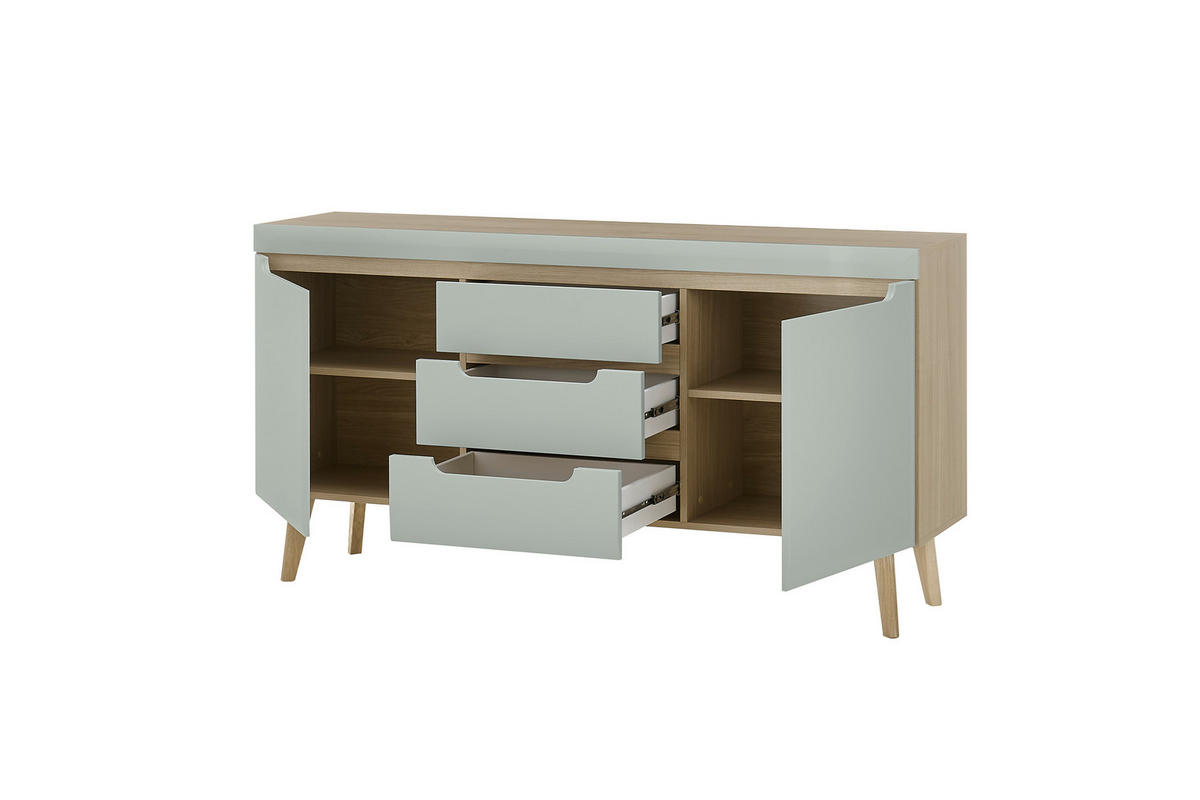 SIDEBOARD  in 160/83/40 cm  - Eichefarben/Grün, Design, Holzwerkstoff (160/83/40cm) - MID.YOU