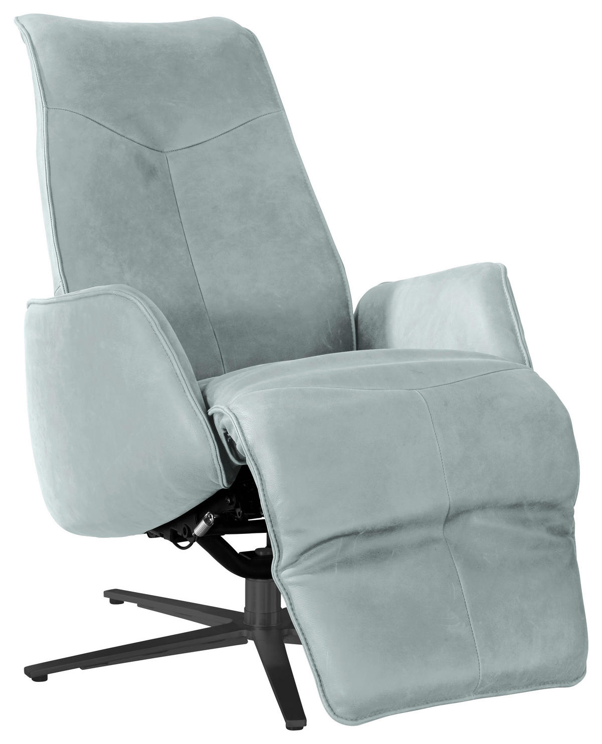 RELAXSESSEL in Leder Hellblau  - Anthrazit/Hellblau, Design, Leder/Metall (71/114/84cm) - Johann Jakob