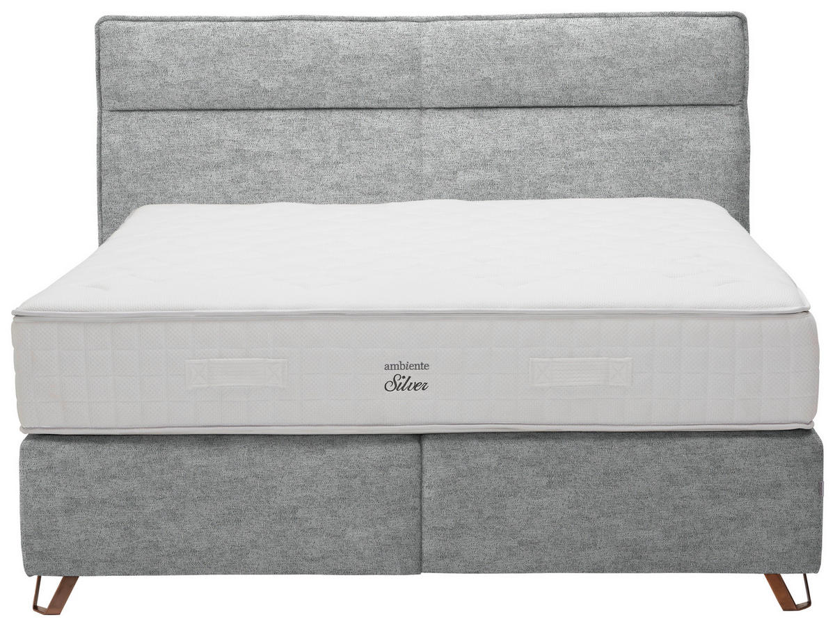 BOXSPRINGBETT 200/200 cm  in Grau  - Grau/Kupferfarben, Konventionell, Textil/Metall (200/200cm) - Ambiente