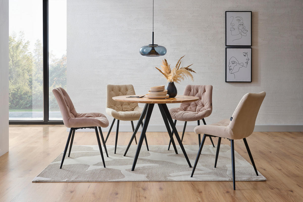 ESSTISCH in Holz, Metall 100/100/76 cm  - Schwarz/Akaziefarben, LIFESTYLE, Holz/Metall (100/100/76cm) - Landscape