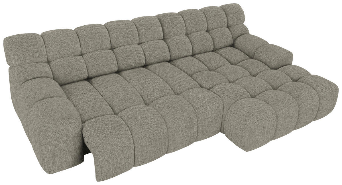 ECKSOFA in Webstoff Graubraun  - Graubraun/Schwarz, Modern, Kunststoff/Textil (297/180cm) - Welnova