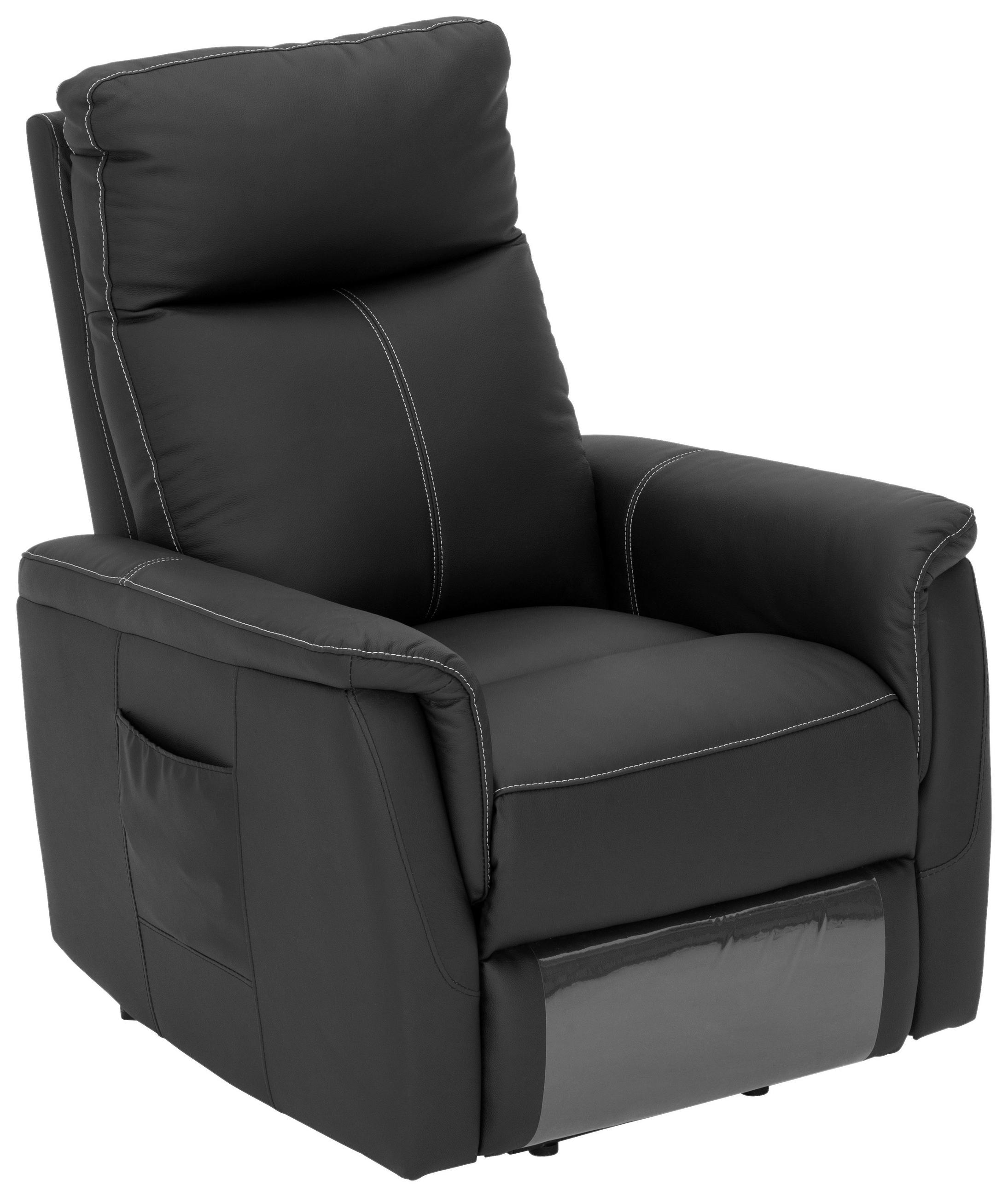 FERNSEHSESSEL in Lederlook Schwarz  - Weiss/Schwarz, Design, Leder/Kunststoff (78/108/91cm) - MID.YOU
