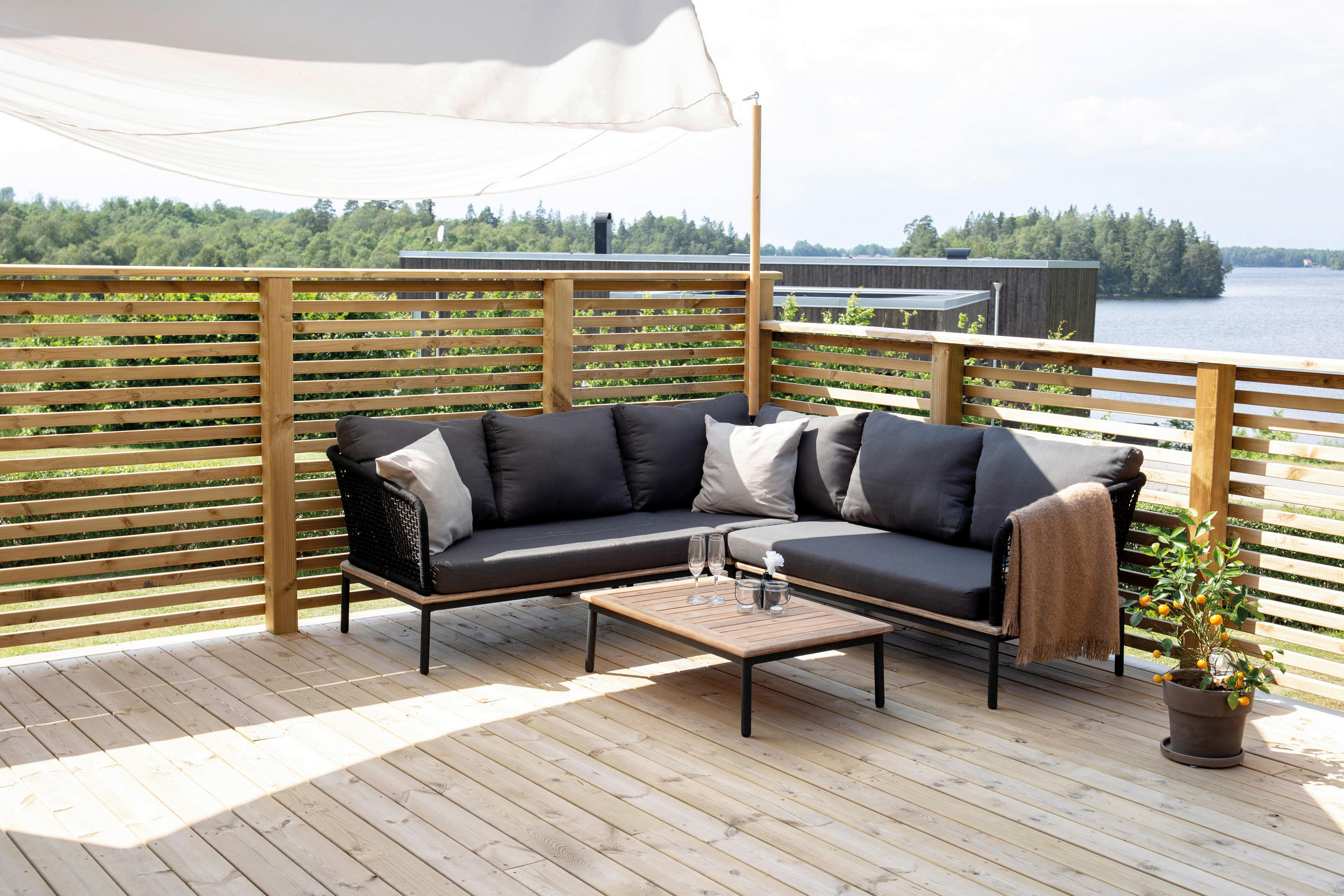 LOUNGEGARNITUR  - Schwarz, KONVENTIONELL, Kunststoff (90/60/27cm) - Gardenson