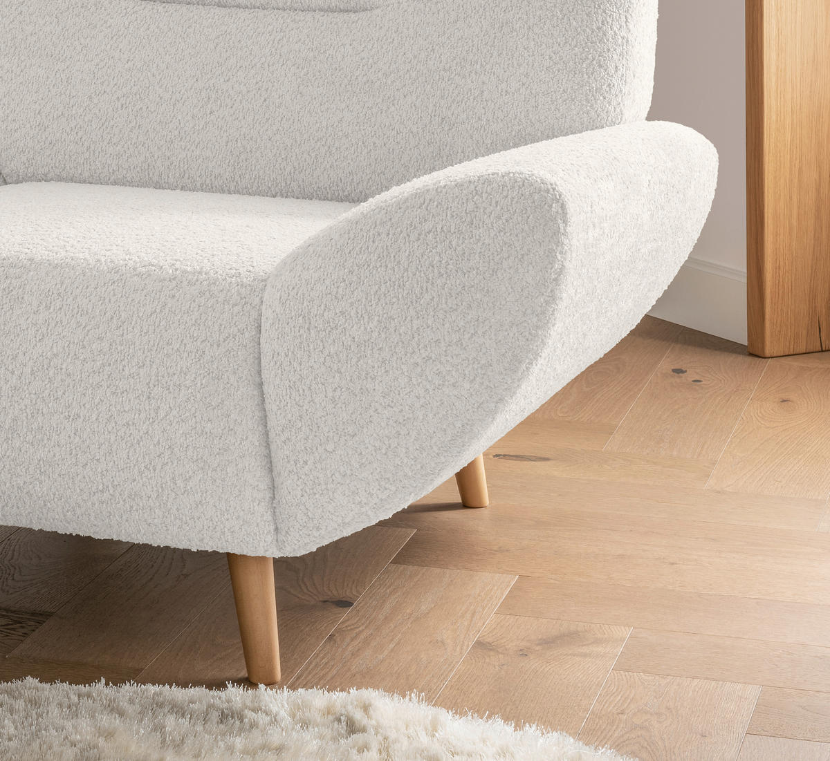 SESSEL in Bouclé Weiss  - Wildeiche/Weiss, Konventionell, Holz/Textil (111/81/90cm) - MID.YOU