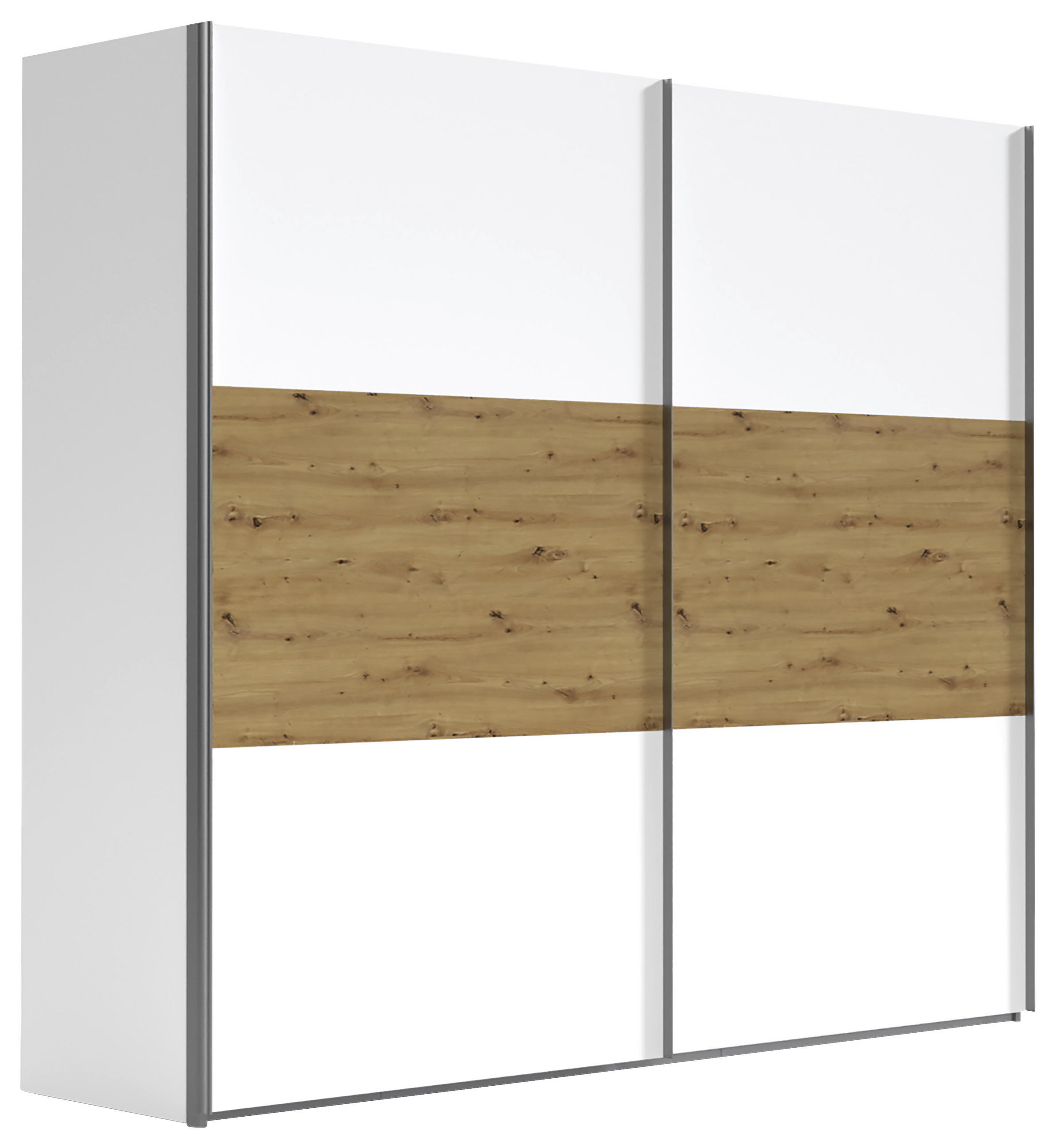 SCHWEBETÜRENSCHRANK 200/236/68 cm 2-türig - Alufarben/Weiß, KONVENTIONELL, Holzwerkstoff/Metall (200/236/68cm) - Hom`in