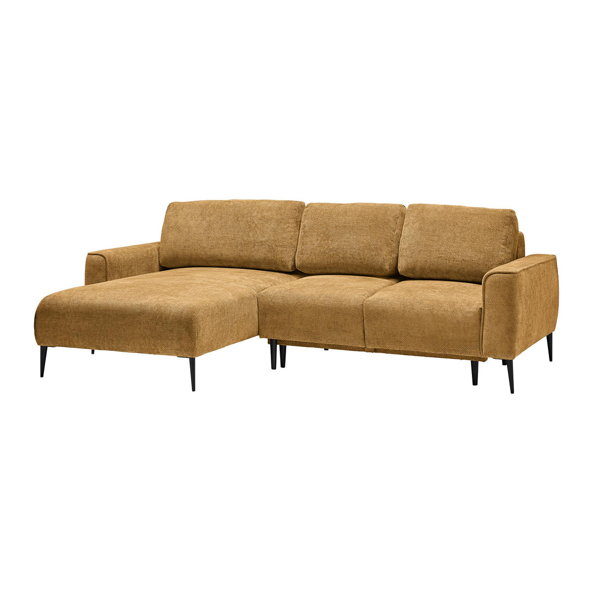 ECKSOFA in Webstoff Bernsteinfarben  - Bernsteinfarben/Schwarz, Modern, Textil/Metall (164/255cm) - MID.YOU