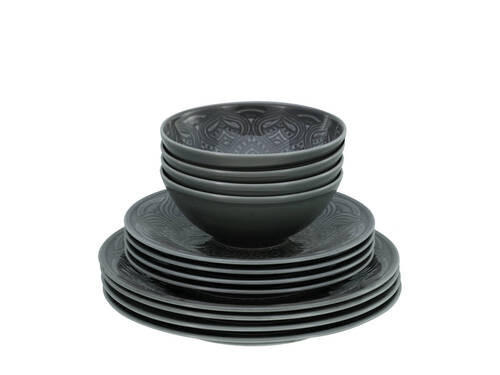 TAFELSERVICE Dunkelgrau 12-teilig  - Dunkelgrau, Trend, Keramik - Creatable